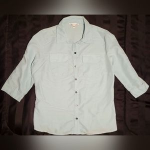 Croft & Barrow Eggshell Blue 3/4 Sleeve Shirt (M)